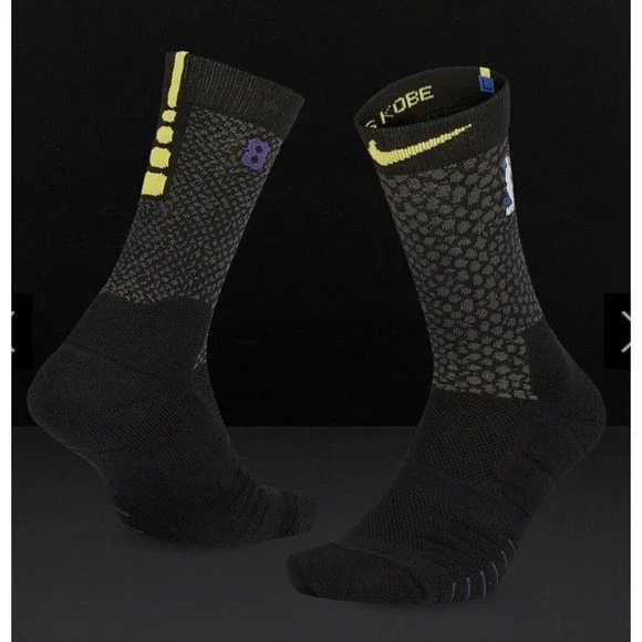 Nike KOBE Lakers BLACK MAMBA CITY EDITION Elite Crew Socks Size US 8-12 - Picture 9 of 11
